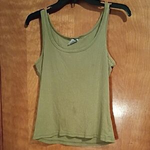 Olive Green Ribbed Tank Top